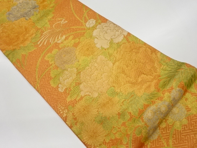JAPANESE KIMONO / VINTAGE FUKURO OBI / SAGANISHIKI / WOVEN FLOWERS
